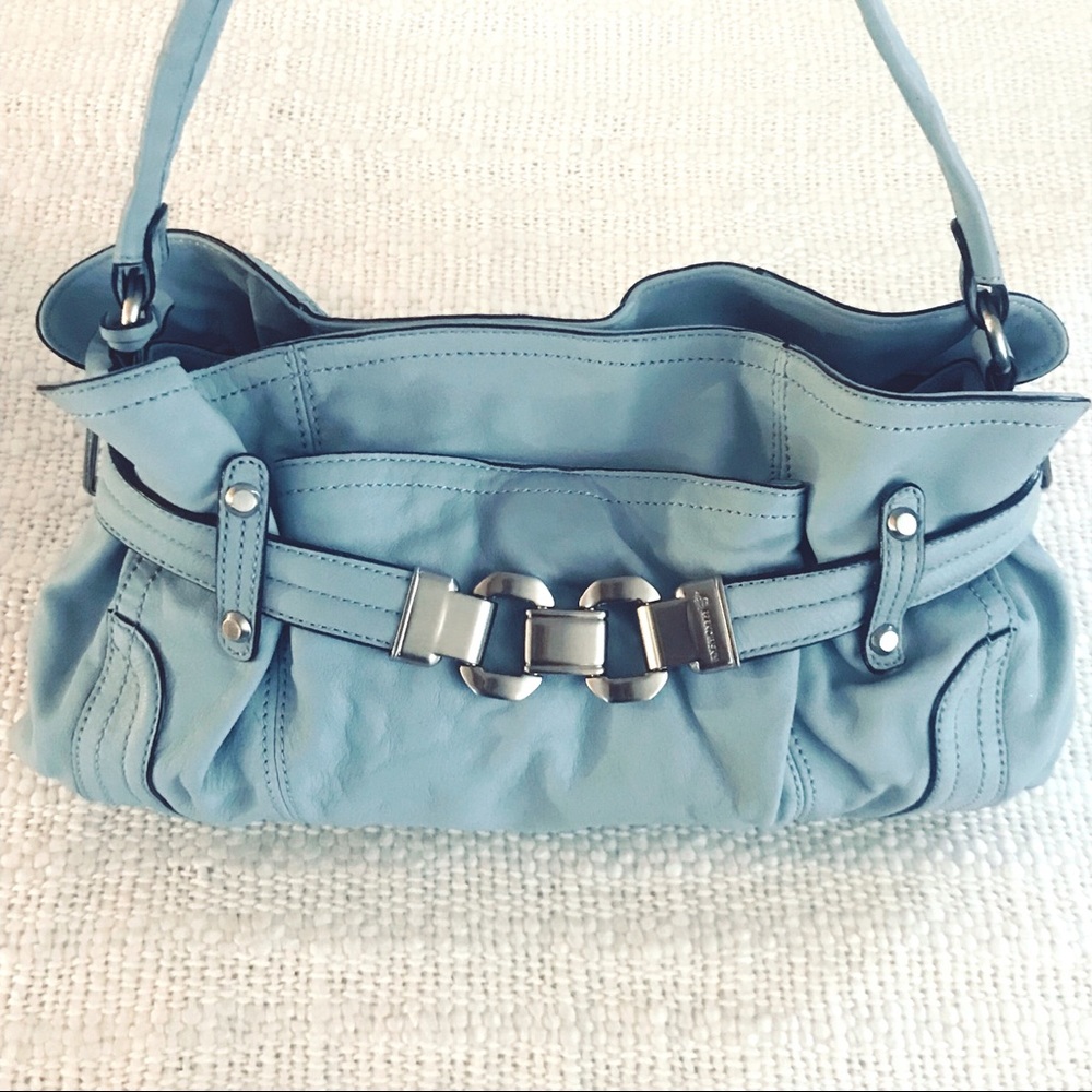 B. Makowsky Baby Blue Leather Handbag